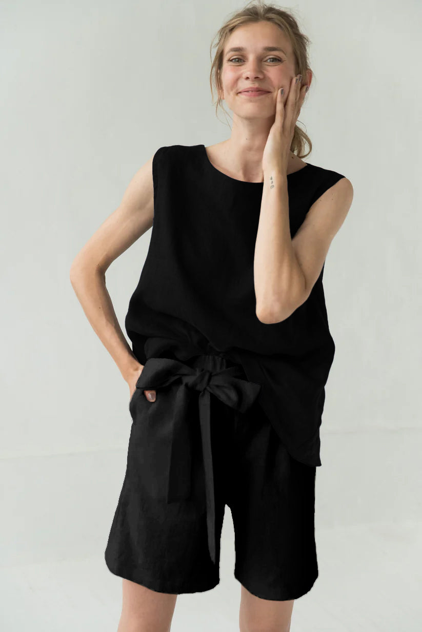 Short en lin taille haute MIX&MATCH