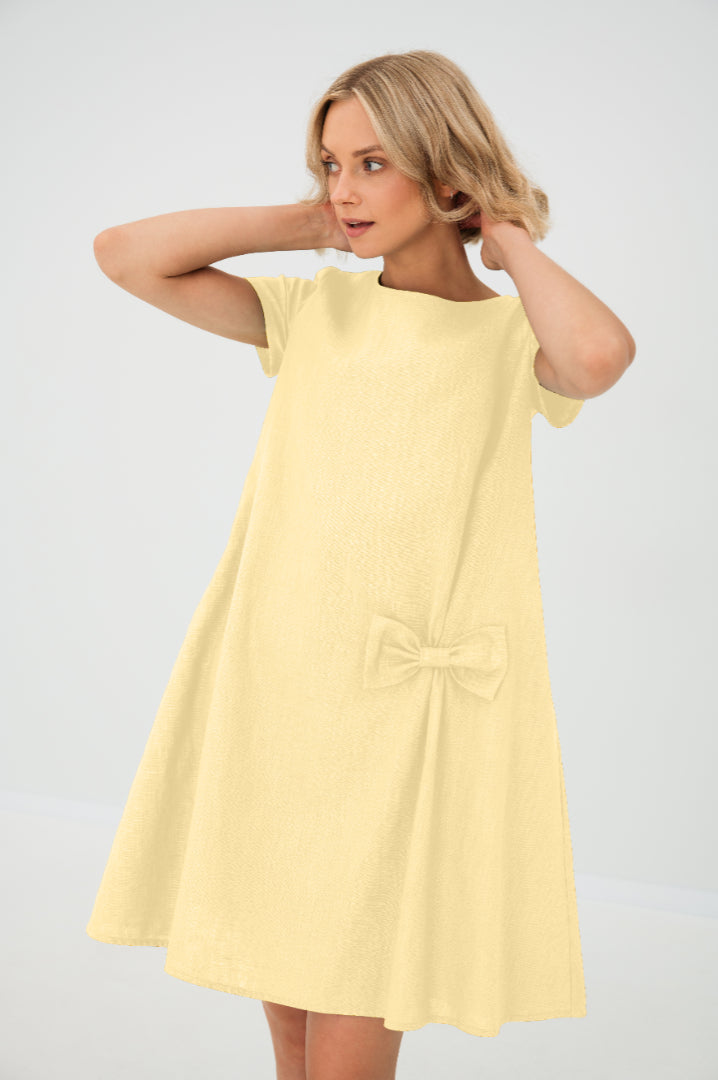 Robe en lin SUMMER KISS, jaune clair, M
